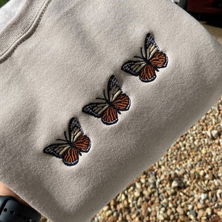 Butterfly Embroidered Sweatshirt 2D Crewneck Sweatshirt All Over Print Sweatshirt For Women Sweatshirt For Men SWS2976