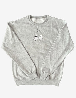 Ghost Holding Hands Halloween Embroidered Sweatshirt 2D Crewneck Sweatshirt All Over Print Sweatshirt For Women Sweatshirt For Men SWS3720