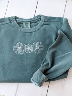 Floral Embroidered Sweatshirt 2D Crewneck Sweatshirt All Over Print Sweatshirt For Women Sweatshirt For Men SWS3212