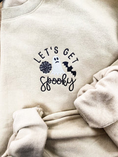 Let’s Get Spooky Halloween Embroidered Sweatshirt 2D Crewneck Sweatshirt All Over Print Sweatshirt For Women Sweatshirt For Men SWS3438