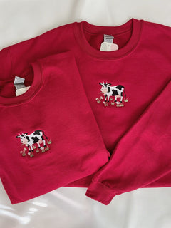 Cow Embroidered Sweatshirt 2D Crewneck Sweatshirt All Over Print Sweatshirt For Women Sweatshirt For Men SWS2959