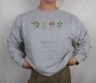 Flower Embroidered Sweatshirt 2D Crewneck Sweatshirt All Over Print Sweatshirt For Women Sweatshirt For Men SWS2950