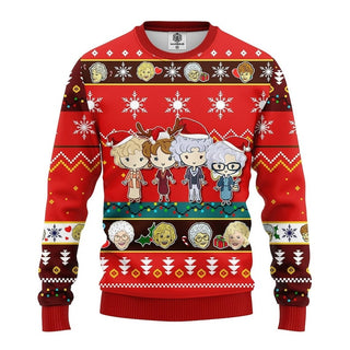 The Golden Girls Red Knitted Ugly Christmas Sweater For Men & Women Christmas Gift Sweater US3835