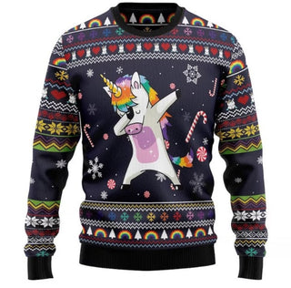 Unicorn Dab Ugly Christmas Sweater For Men & Women Christmas Gift Sweater US2632