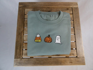 Spooky and Pumpkins Embroidered Halloween Sweatshirt Crewneck Sweatshirt All Over Print Sweatshirt For Women Sweatshirt For Men SWS2652