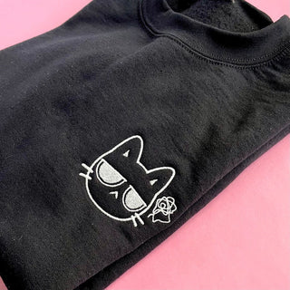 Cute Cat Emojis Embroidered Sweatshirt 2D Crewneck Sweatshirt All Over Print Sweatshirt For Women Sweatshirt For Men SWS3099