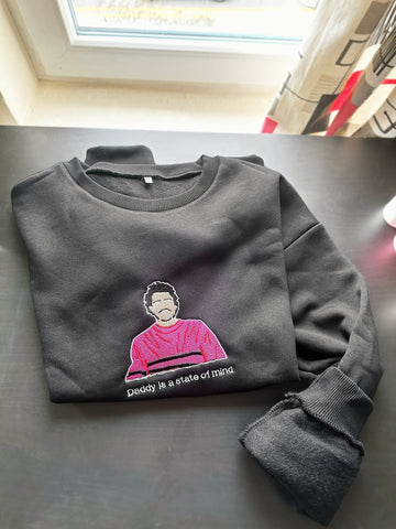 Pedro pascal Sweatshirt- Daddy is a state of mind Oversize Embroidered Crewneck Sweatshirt