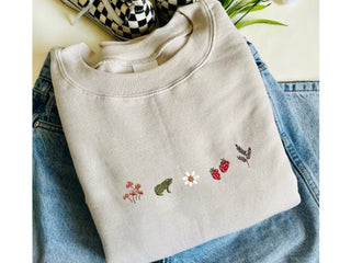 Cottagecore Embroidered Sweatshirt Crewneck Sweatshirt All Over Print Sweatshirt For Women Sweatshirt For Men SWS2742