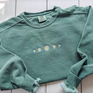 Floral Daisy Embroidered Sweatshirt Crewneck Sweatshirt All Over Print Sweatshirt For Women Sweatshirt For Men SWS2740