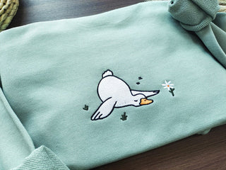 Duck And Daisy Embroidered Sweatshirt Crewneck Sweatshirt All Over Print Sweatshirt For Women Sweatshirt For Men SWS2726