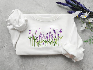 Lavender Embroidered Sweatshirt 2D Crewneck Sweatshirt All Over Print Sweatshirt For Women Sweatshirt For Men SWS2736