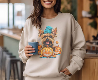 Yorkie Halloween, Dog Halloween Crewneck Sweatshirt All Over Print Sweatshirt For Women Sweatshirt For Men