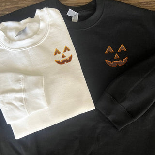 Pumpkin Face Halloween Embroidered Sweatshirt 2D Crewneck Sweatshirt All Over Print Sweatshirt For Women Sweatshirt For Men SWS3459