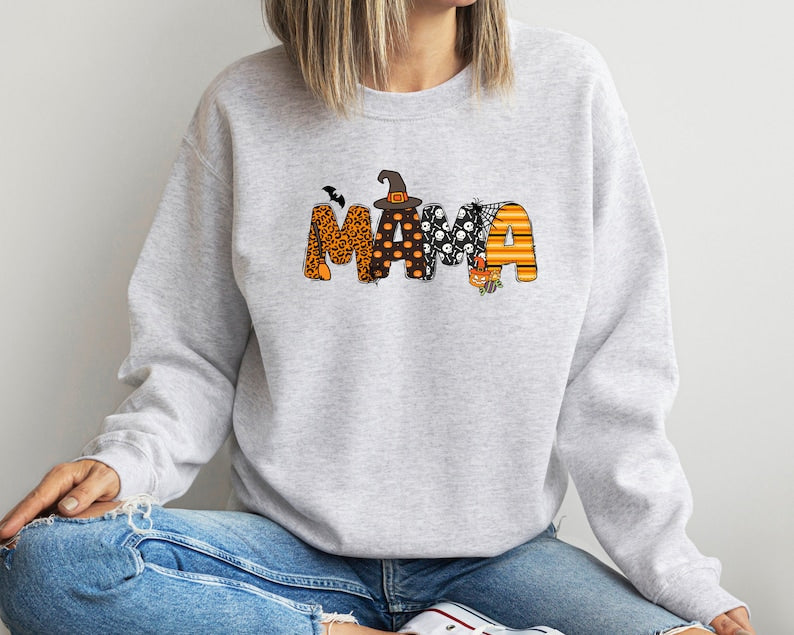 Mama Halloween Sweatshirt, Mama Sweatshirt, Halloween Sweater, Cool Mama Halloween Sweatshirt, Mama Halloween Gift, Spooky Season