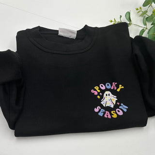 Spooky Skeleton Halloween Embroidered Sweatshirt 2D Crewneck Sweatshirt All Over Print Sweatshirt For Women Sweatshirt For Men SWS3718
