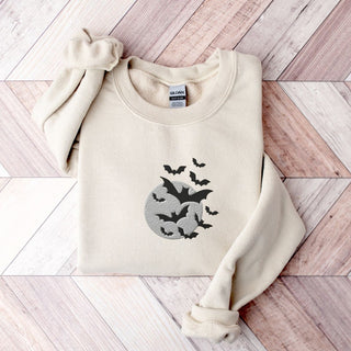 Embroidered Bats Halloween Sweatshirt Crewneck Sweatshirt All Over Print Sweatshirt For Women Sweatshirt For Men SWS2543