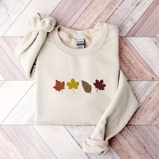 Fall Leaves Embroidered Sweatshirt 2D Crewneck Sweatshirt All Over Print Sweatshirt For Women Sweatshirt For Men SWS3167