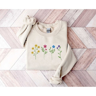 Cute Wildflowers Embroidered Sweatshirt 2D Crewneck Sweatshirt All Over Print Sweatshirt For Women Sweatshirt For Men SWS3193