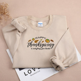 Thanksgiving Pumpkin Fall Embroidered Sweatshirt 2D Crewneck Sweatshirt All Over Print Sweatshirt For Women Sweatshirt For Men SWS3723