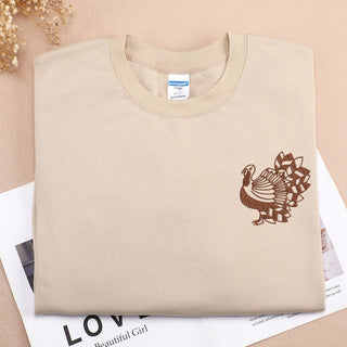 Fall Thanksgiving Chicken Embroidered Sweatshirt 2D Crewneck Sweatshirt All Over Print Sweatshirt For Women Sweatshirt For Men SWS3201