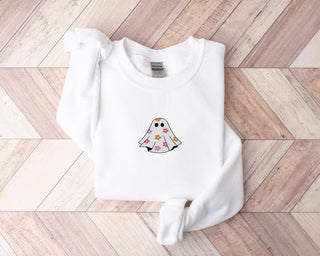 Embroidered Cute Ghost Halloween Sweatshirt Crewneck Sweatshirt All Over Print Sweatshirt For Women Sweatshirt For Men SWS2547