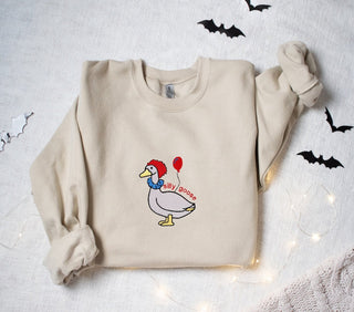 Halloween Goose Funny Embroidered Crewneck Sweatshirt All Over Print Sweatshirt For Women Sweatshirt For Men SWS2476