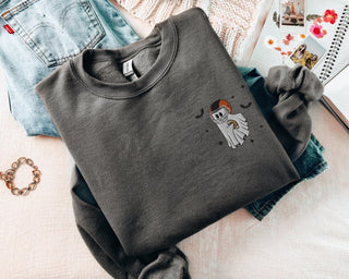 Ghost Football Embroidered Halloween Sweatshirt Crewneck Sweatshirt All Over Print Sweatshirt For Women Sweatshirt For Men SWS2624