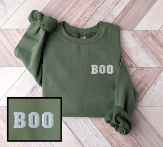 Spooky Boo Halloween Embroidered Sweatshirt 2D Crewneck Sweatshirt All Over Print Sweatshirt For Women Sweatshirt For Men SWS2926