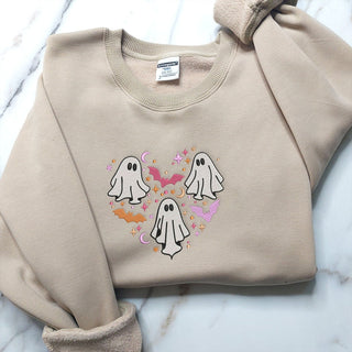 Funny Ghost Halloween Embroidered Sweatshirt 2D Crewneck Sweatshirt All Over Print Sweatshirt For Women Sweatshirt For Men SWS2885