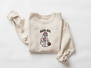 Embroidered Ghost Pink Halloween Crewneck Sweatshirt All Over Print Sweatshirt For Women Sweatshirt For Men SWS2573