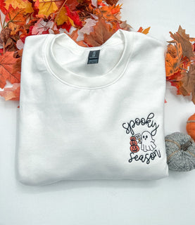 Ghost And Pumpkin Halloween Embroidered Crewneck Sweatshirt All Over Print Sweatshirt For Women Sweatshirt For Men SWS2478