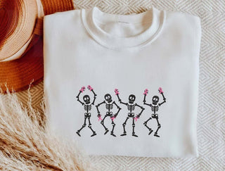 Dancing Skeletons Halloween Embroidered Sweatshirt Crewneck Sweatshirt All Over Print Sweatshirt For Women Sweatshirt For Men SWS2719