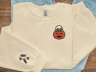 Halloween Pumpkin Embroidered Sweatshirt 2D Crewneck Sweatshirt All Over Print Sweatshirt For Women Sweatshirt For Men SWS3132