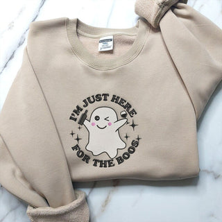 Boo Ghost Halloween Embroidered Sweatshirt 2D Crewneck Sweatshirt All Over Print Sweatshirt For Women Sweatshirt For Men SWS2888