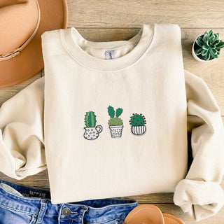 Potted Cuctus Embroidered Sweatshirt 2D Crewneck Sweatshirt All Over Print Sweatshirt For Women Sweatshirt For Men SWS3218