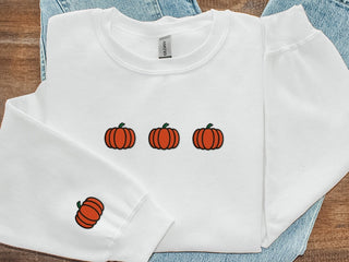 Halloween Pumpkin Embroidered Sweatshirt 2D Crewneck Sweatshirt All Over Print Sweatshirt For Women Sweatshirt For Men SWS3183