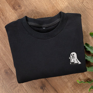 Cute Ghost Halloween Embroidered Sweatshirt Crewneck Sweatshirt All Over Print Sweatshirt For Women Sweatshirt For Men SWS2704