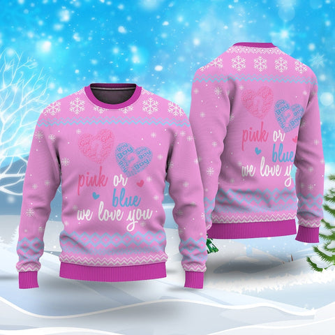Gender Reveal Unly Sweater, Team Boy Unly Sweater, Team Girl Reveal Party Jersey, Pink or Blue We Love You, Pregnancy Announcement
