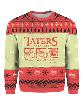 Taters Merry Christmas Ugly Christmas Sweater For Men & Women Christmas Gift Sweater PT1517