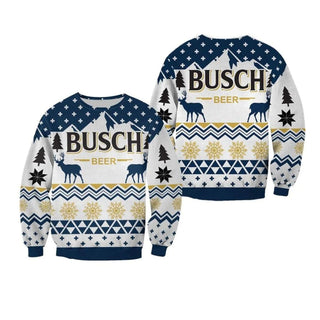 Unisex Busch Beer 3D Ugly Christmas Sweater For Men & Women Christmas Gift Sweater BH1316