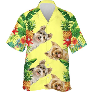 Yorkshire Dog With Summer Tropic Pattern Hawaiian Shirt Aloha Casual Shirt For Men And Women HW2124