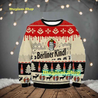 Berliner Kindl Beer Ugly Christmas Sweater Christmas 3D For Family Autumn Winter, Christmas Gifts For Friends, Family, Christmas Beer Lovers