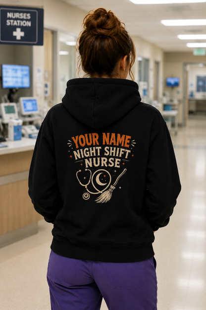 Nurse by Day Witch by Night Personalized Spooky Halloween Hoodie
