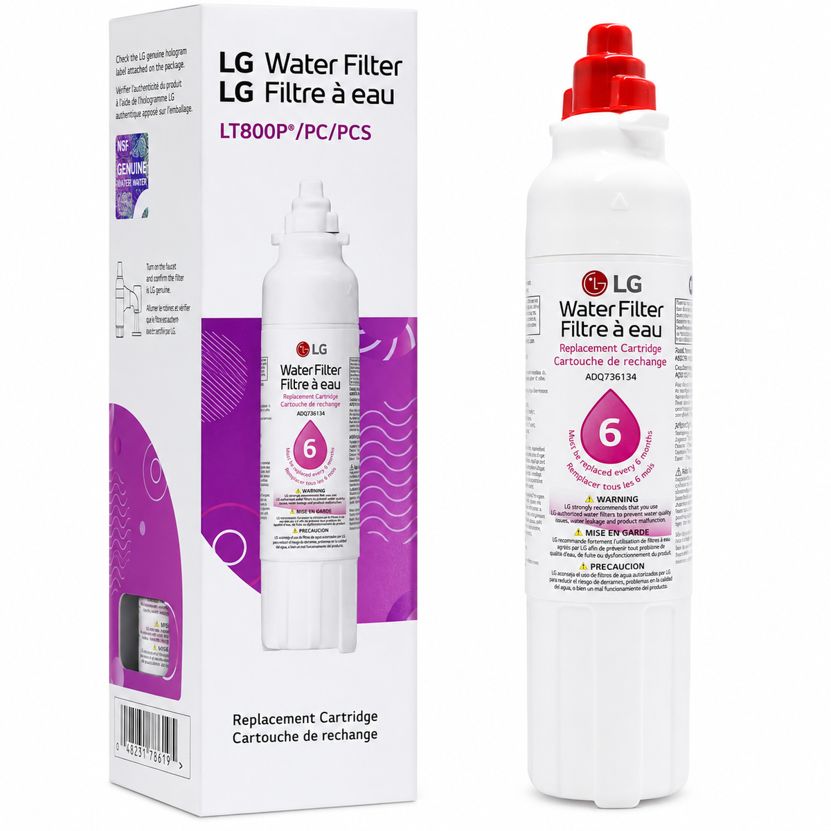 LG LT800P Refrigerator Water Filter Replacement for ADQ73613408