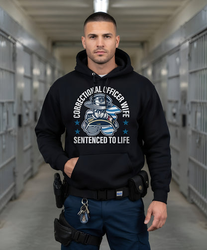 Custom Name Correctional Officer Wife Hoodie, Sentenced To Life CO Wife Thin Silver Line Hooded