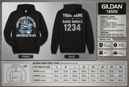 Custom Name Correctional Officer Wife Hoodie, Sentenced To Life CO Wife Thin Silver Line Hooded