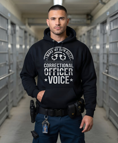 Custom Name Correctional Officer Hoodie, I Make My Own Rules Funny Jailer Handcuff Gift Hooded