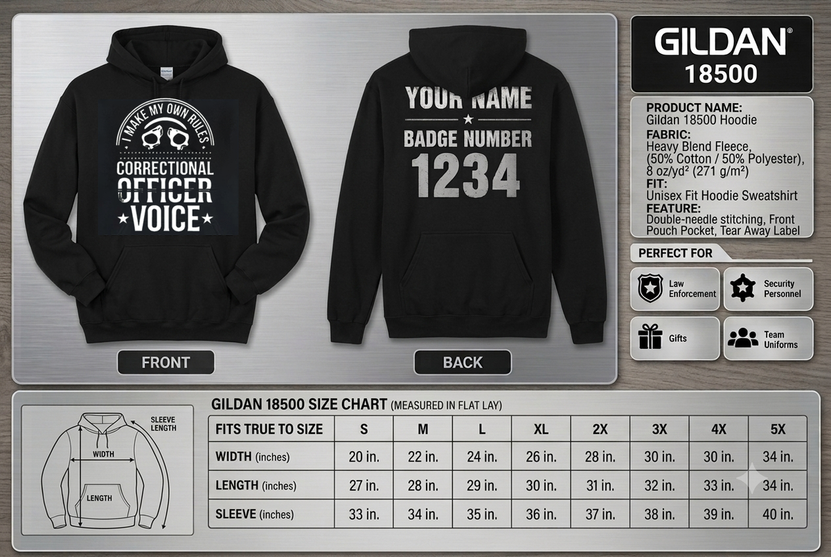 Custom Name Correctional Officer Hoodie, I Make My Own Rules Funny Jailer Handcuff Gift Hooded