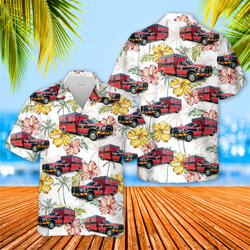 South Carolina Georgetown County Fire & EMS Ambulance Hawaiian Shirt