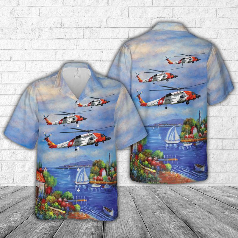 US Coast Guard Sikorsky MH-60T Jayhawk Hawaiian Shirt